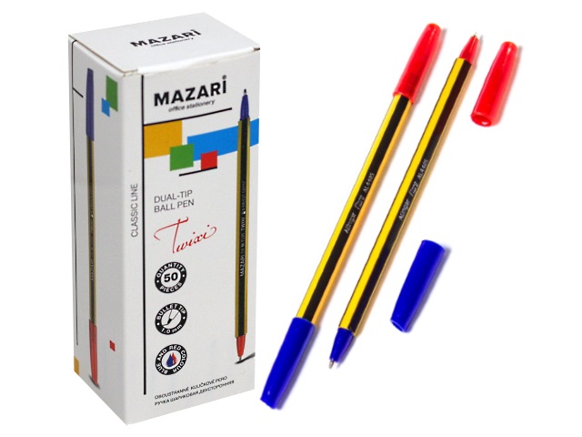 Ручка шариковая Mazari Twixi двусторонняя синяя/красная 1мм М-7325