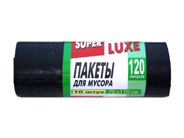 Пакеты для мусора 120л 10 шт. 38 мкм черные SuperLux ExtraLux 45/002