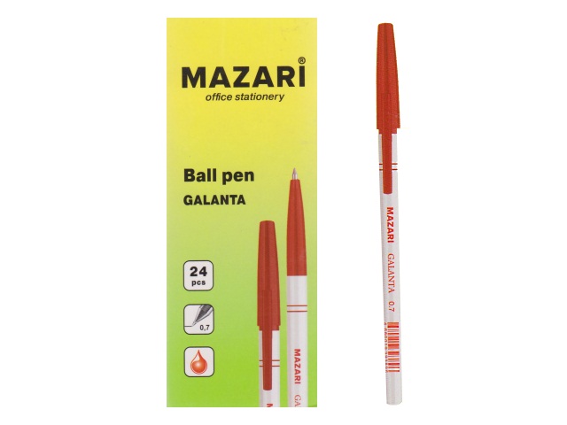 Ручка масляная Mazari Galanta красная 0.7мм М-5900-72