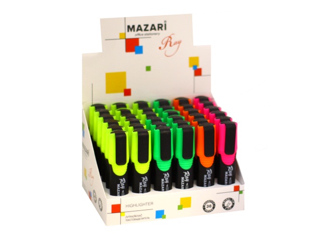 Маркер текстовый Mazari Ray 4 цвета в ассортименте скошенный 1-5мм M-4583