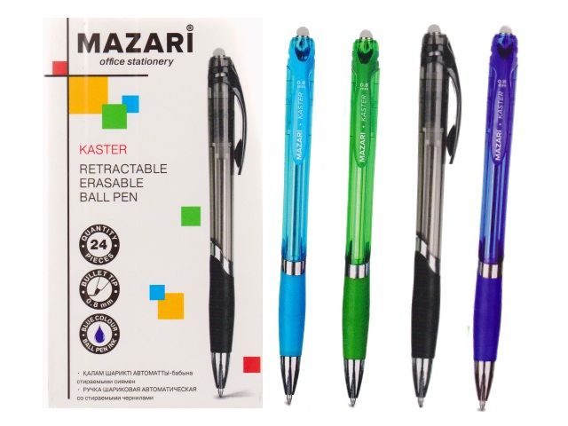 Ручка пиши-стирай автомат Mazari Kaster шариковая синяя 0.8мм M-7374-70