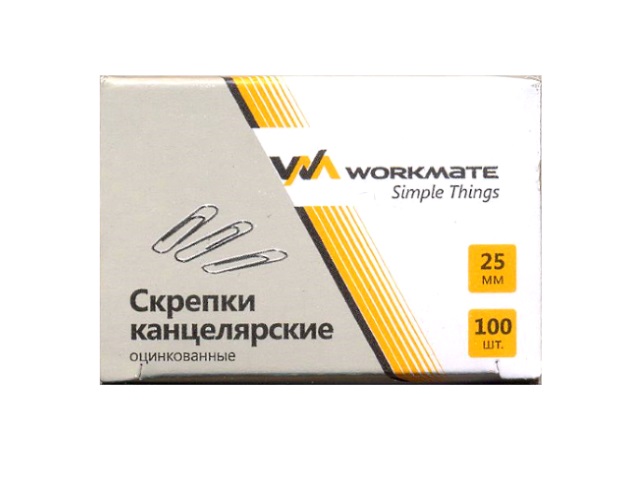 Скрепки 25мм 100шт WM оцинкованные 067000106