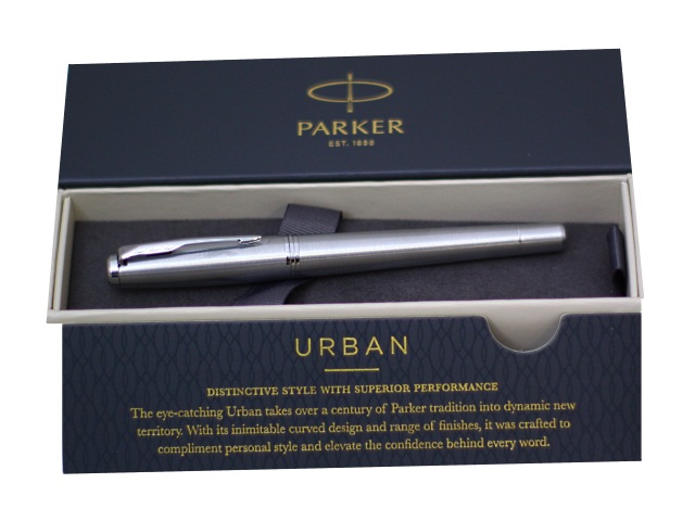 Ручка Parker роллер Urban Core черная 0.5мм серебристый корпус 1931588