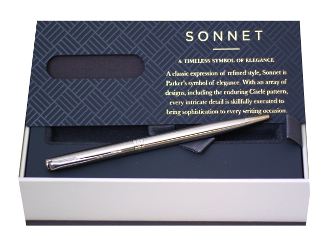 Ручка Parker шариковая поворотная Sonnet Slim черная 1мм серебристый корпус 1931513