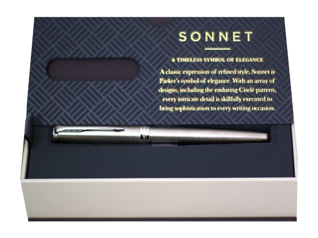 Ручка Parker роллер Sonnet Core черная 1мм серебристый корпус 413890