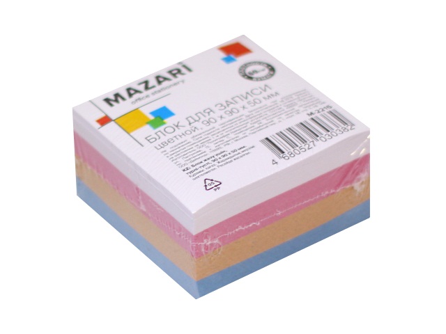 Блок бумажный цветной  90*90 мм 500л Mazari М-2215