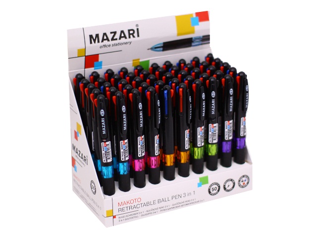 Ручка масляная автомат Mazari Makoto трехцветная 0.7мм M-7301D
