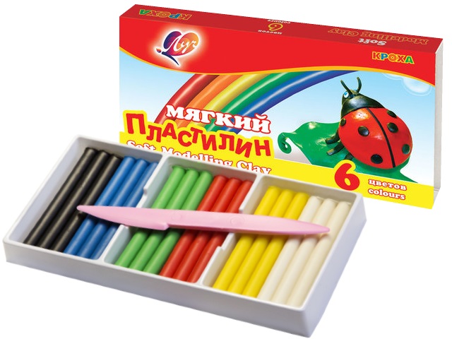 Пластилин  6 цветов Луч Кроха мягкий 100г 12С 863-08