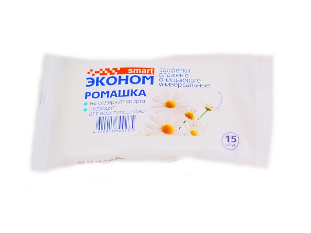 Салфетки влажные  15 шт. Ромашка Смарт