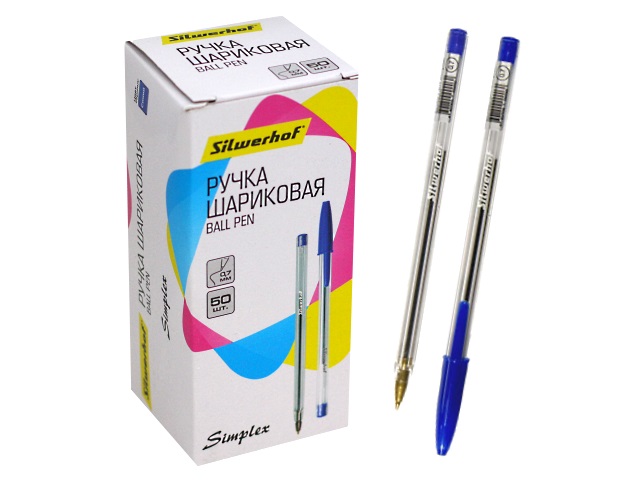 Ручка шариковая Silwerhof Simplex синяя 0.7мм 493600