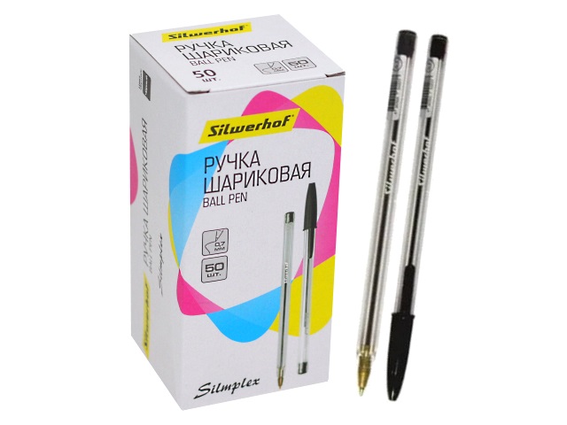 Ручка шариковая Silwerhof Simplex черная 0.7мм 493606