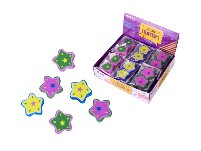 Ластики  2 шт. Mazari Estrella фигурные цветные М-6784