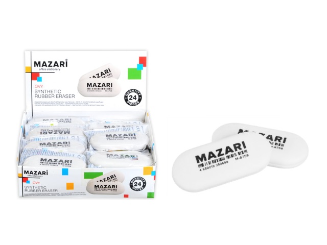 Ластик Mazari Ovy овальный белый M-6758