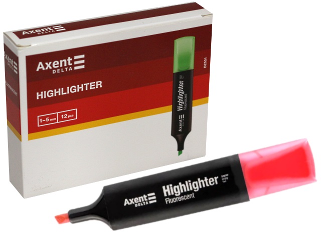 Маркер текстовый Axent Highlighter розовый скошенный 1-5мм D2501-10