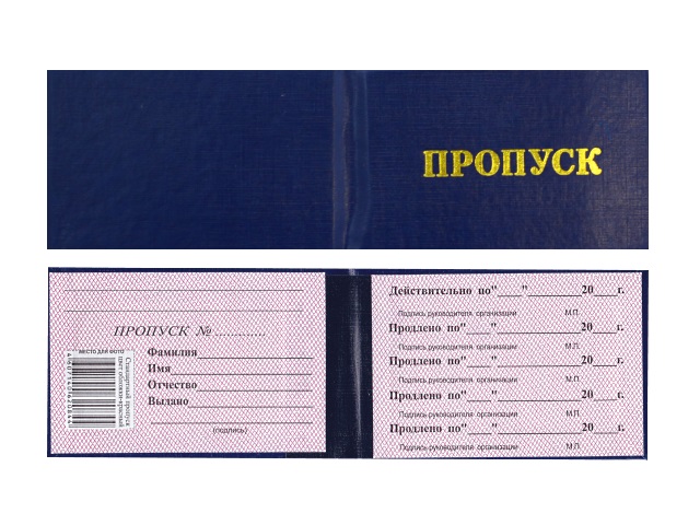 Пропуск бумвинил синий тиснение Имидж ПР-203