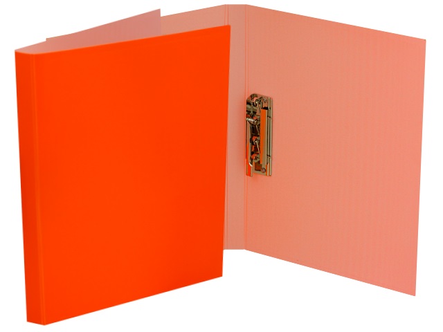 Папка с зажимом и карманом А4 Бюрократ Double Neon 0.7мм оранжевая DNE07Сor