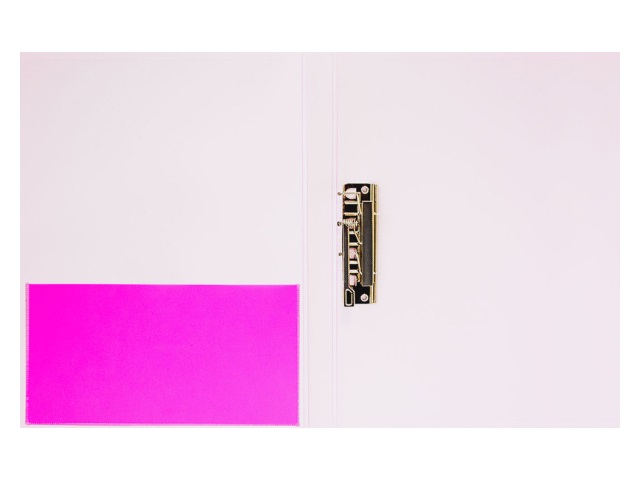 Папка с зажимом и карманом А4 Бюрократ Double Neon 0.7мм розовая DNE07Сpink