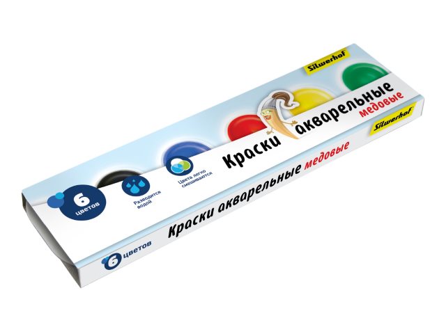 Краски  6 цветов акварель медовая Silwerhof 961126-06