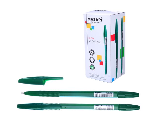 Ручка масляная Mazari Ultra зеленая 1мм M-5711-73