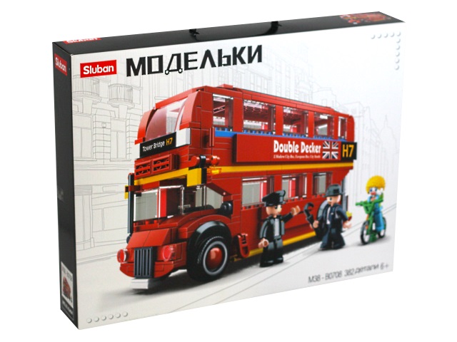 Конструктор  382 детали Sluban Модельки Лондонский двухэтажный автобус M38-B0708