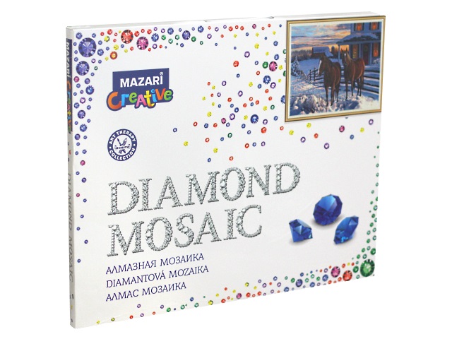Алмазная мозаика 40*50см Mazari Два коня зимой M-11251
