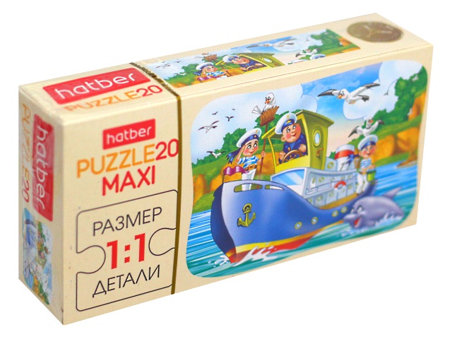 Пазлы Maxi 20 деталей Hatber Кораблик 20ПЗ5_09338