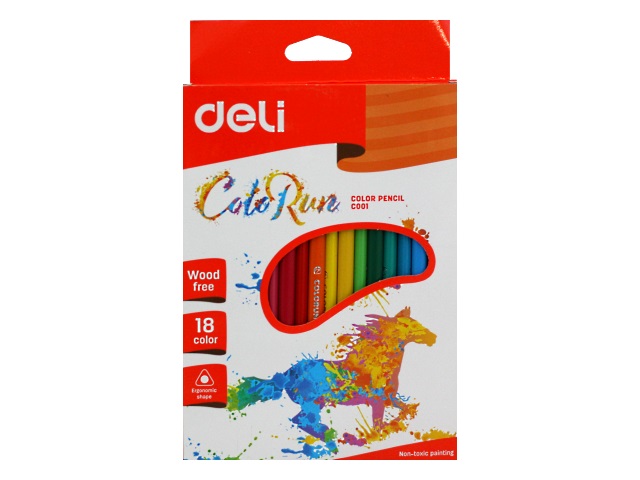 Карандаши цветные 18цв Deli ColoRun пластик трехгранные EC00110