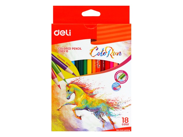 Карандаши цветные 18цв Deli ColoRun трехгранные EC00310