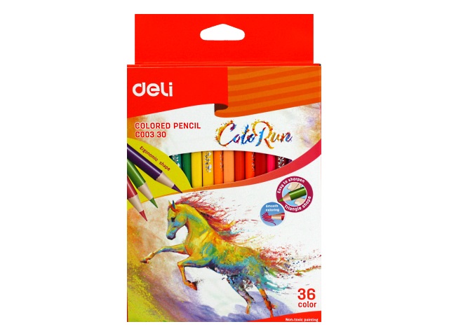 Карандаши цветные 36цв Deli ColoRun трехгранные EC00330