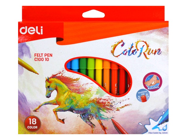 Фломастеры 18цв Deli ColoRun EC10010