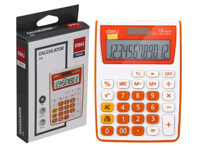 Калькулятор 12-разрядный Deli  8.5*12см оранжевый E1122/OR