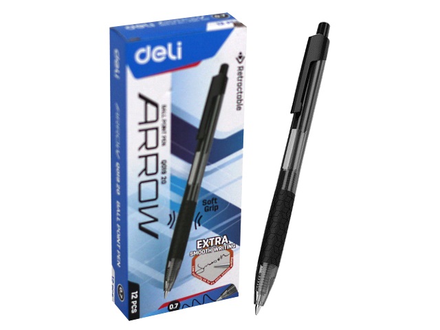 Ручка шариковая автомат Deli Arrow черная 0.7мм EQ01920