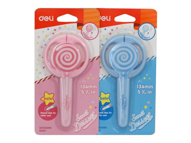 Ножницы детские 13.4 см Deli Lollipop пластиковые ручки в футляре E6069