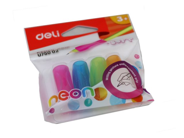 Держатели для ручек Deli Neon 4 шт. резиновые цветные EU75002