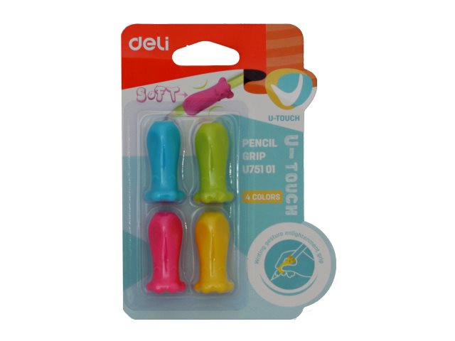 Держатели для ручек Deli U-touch 4 шт. резиновые цветные EU75101