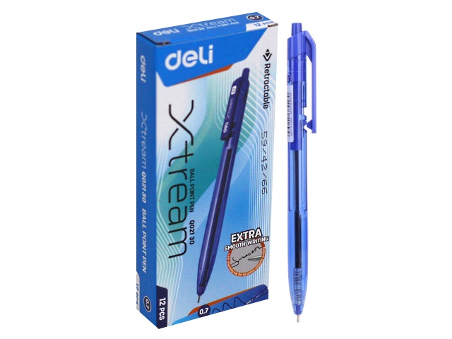 Ручка шариковая автомат Deli X-tream синяя 0.7мм EQ02130