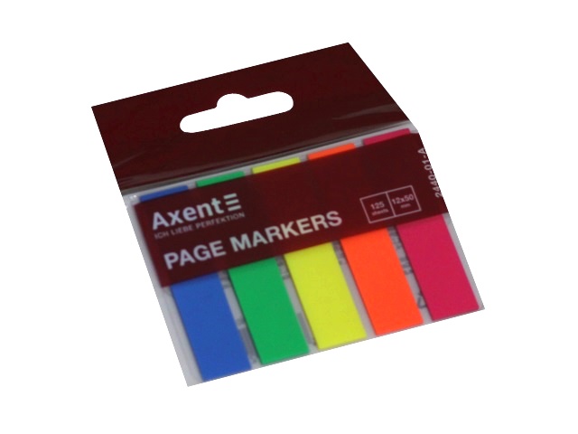 Стикер-закладка Axent 5*50*12мм 5 цветов по 25л пластик Прямоугольник 2440-01-А