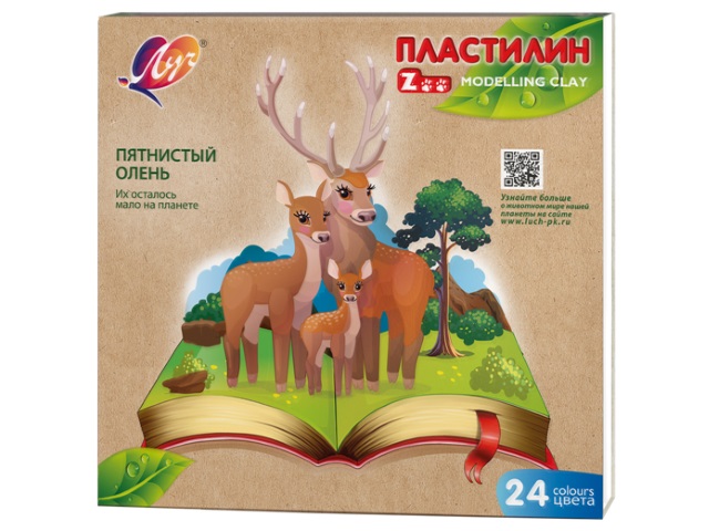 Пластилин 24 цвета Луч Zoo 360г 30С 1809-08