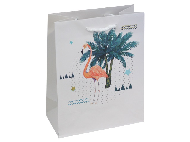 Пакет подарочный бумажный 18*23*10см Miland Фламинго в тропиках ППД-9821