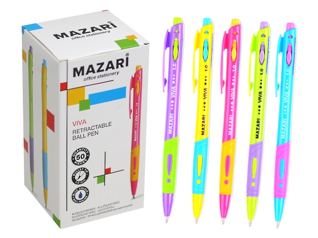 Ручка шариковая автомат Mazari Viva синяя 1мм M-7368-70