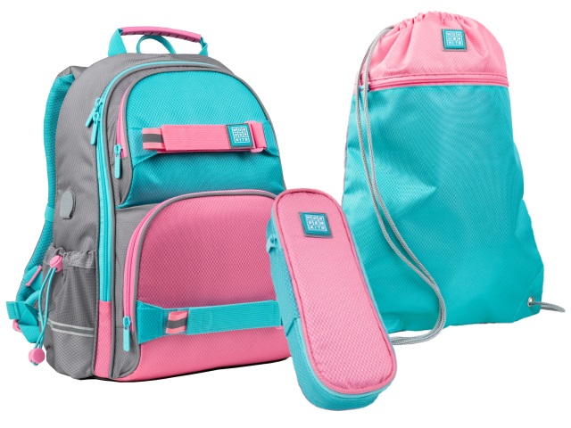 Ранец школьный Kite Wonder розово-бирюзовый + пенал + сумка для обуви SET_WK21-702M-1