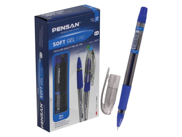 Ручка гелевая Pensan Soft Gel Fine синяя 0.5мм 2420blue