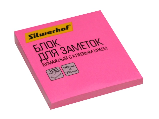 Стикер 76* 76мм Silwerhof 100л неон розовый 1204470