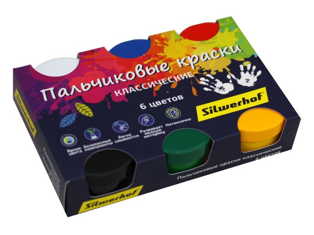 Краски пальчиковые  6 цветов по 60мл Silwerhof Классика 961136-06