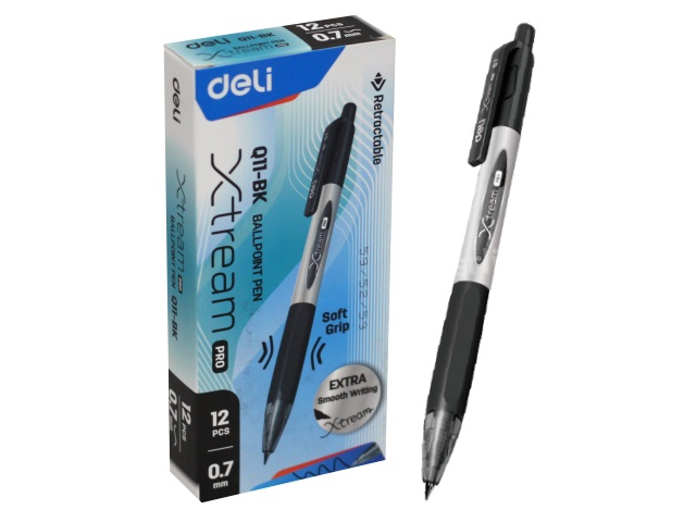 Ручка шариковая автомат Deli X-tream черная 0.7мм EQ11-BК