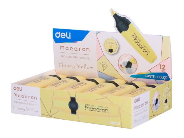 Маркер текстовый Deli Macaron желтый скошенный 1-5мм U356-YL