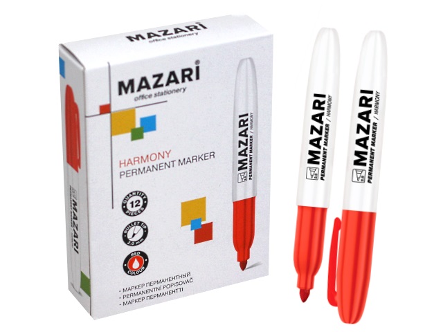 Маркер перманентный Mazari Harmony красный круглый 2мм М-5001-72