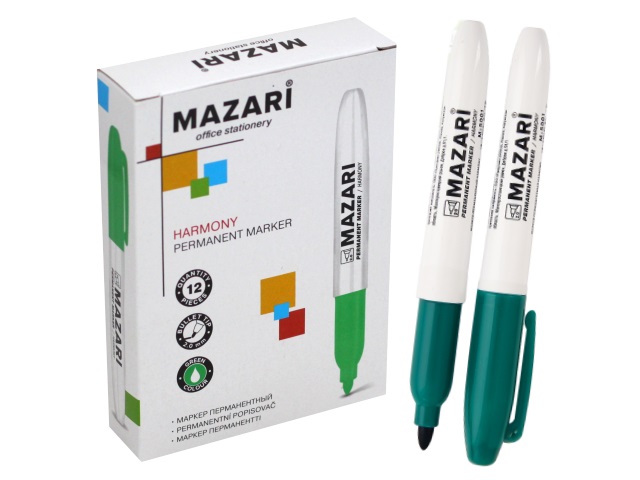 Маркер перманентный Mazari Harmony зеленый круглый 2мм М-5001-73