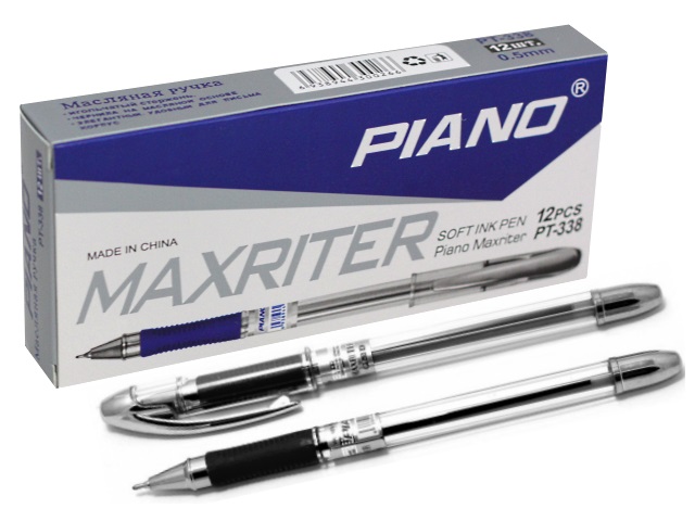 Ручка масляная Piano Maxriter серебряный корпус черная 0.5мм РТ-338